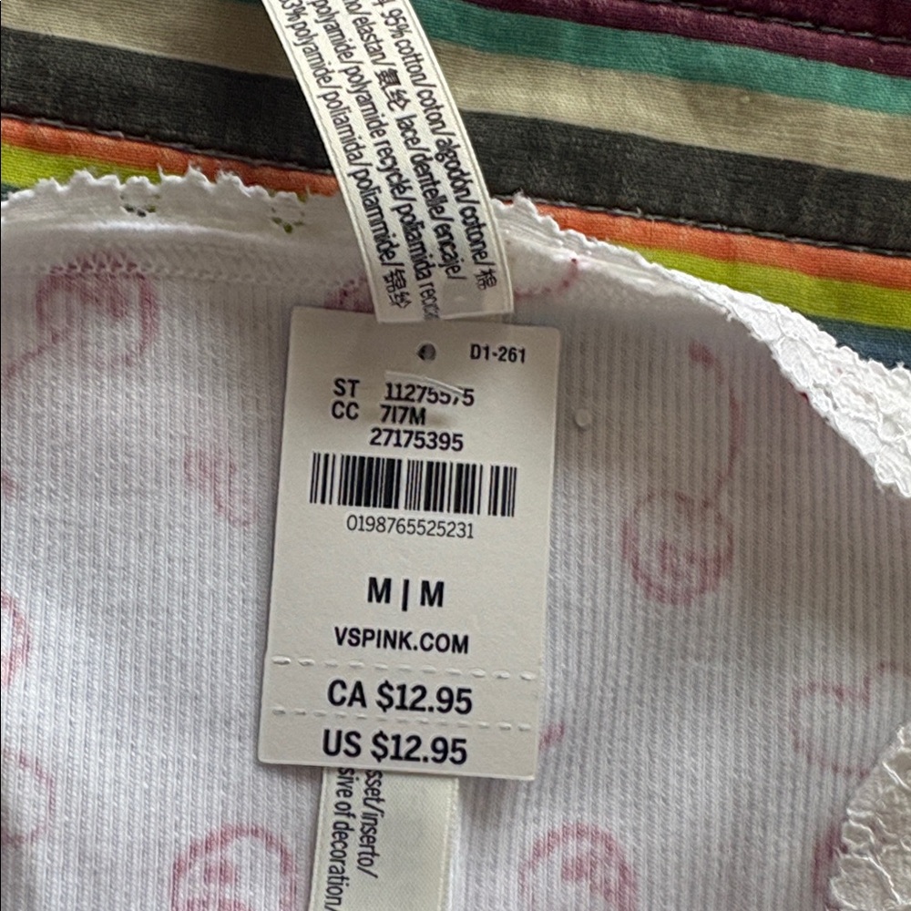 2- PINK Victoria's Secret Cherry Print White Panties size medium, new tag - Picture 7 of 7